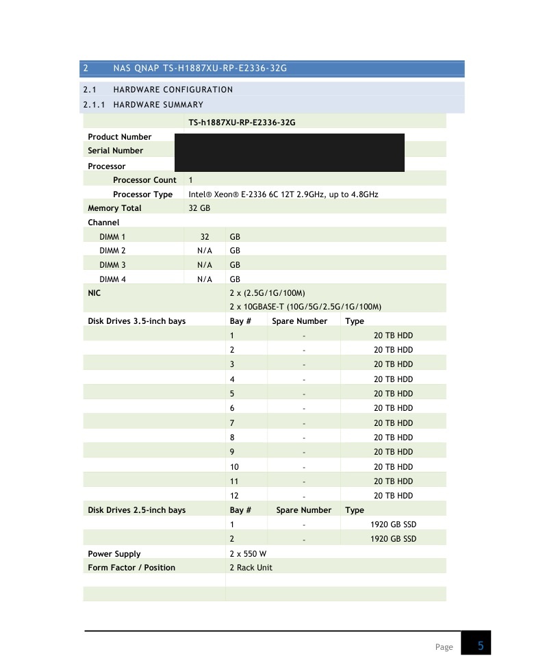 Hardware Summary QNAP HALO-TECHS